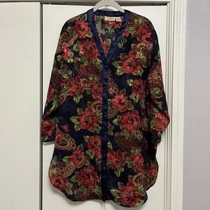Victoria's Secret Floral Paisley Sheer Robe Kimono Cover Up S